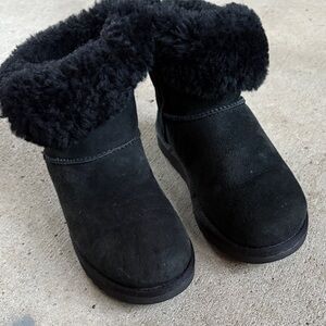 Black Suede Fur-Lined Boots